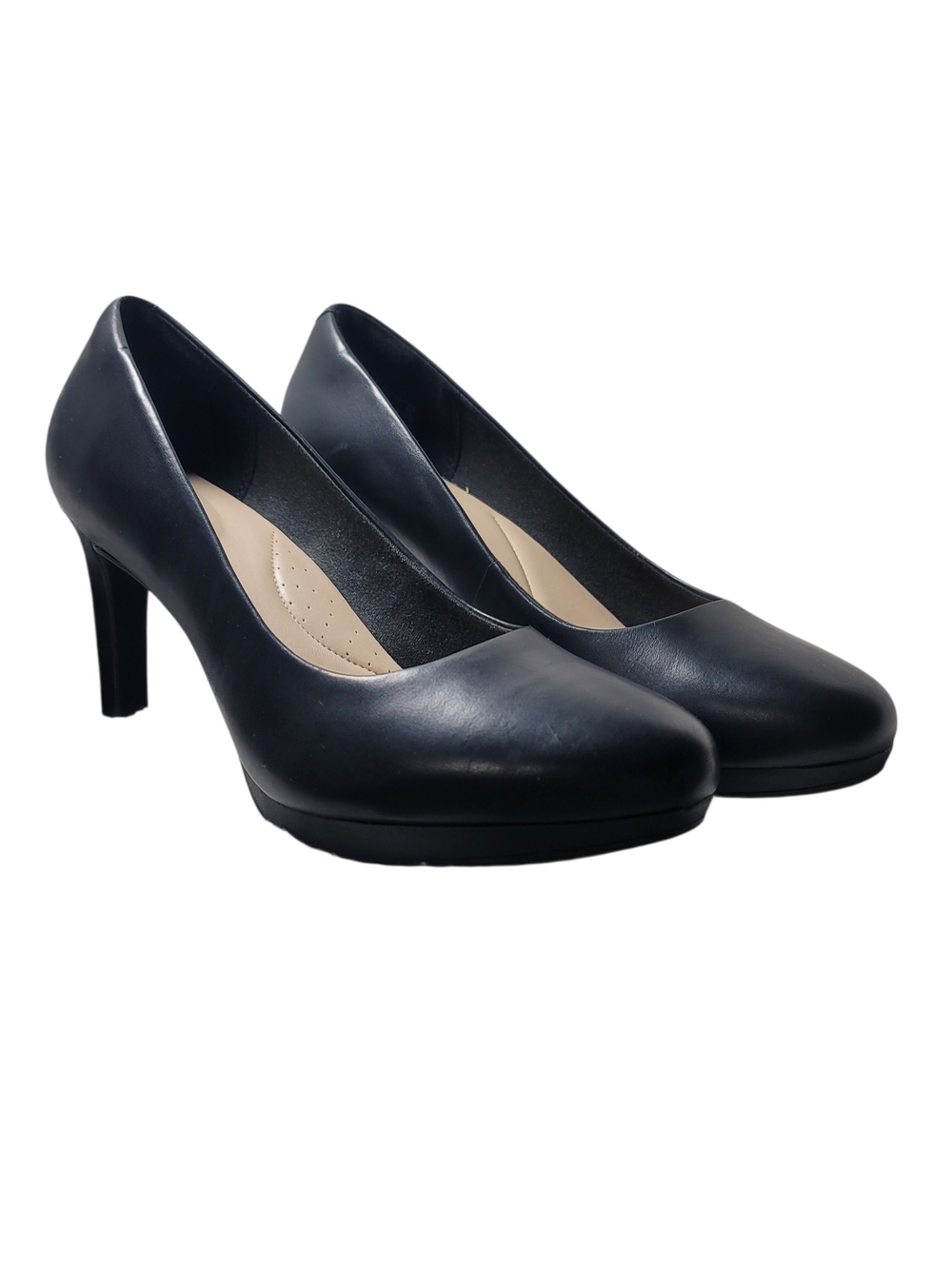 Clarks Ambyr Joy Black Leather Comfort Pumps - Size 10M